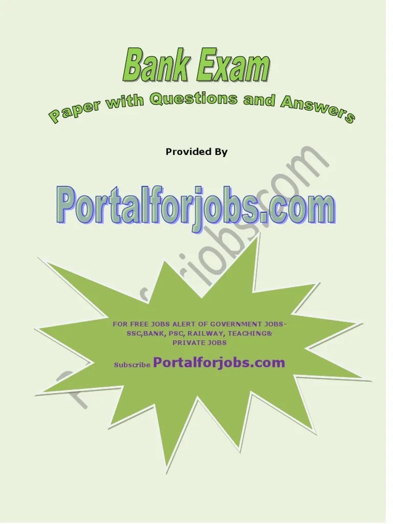Bank Exam Question Paper With Answers | PDF | Test (Assessment