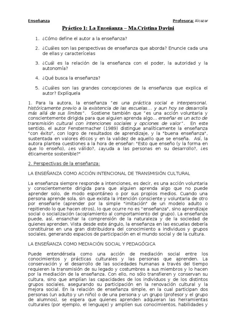 Práctico 1 Enseñanza Davini Métodos de Enseñanza Santillana