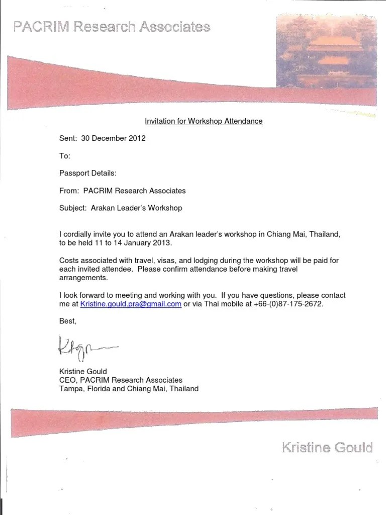 Invitation by PACRIM Research Associates