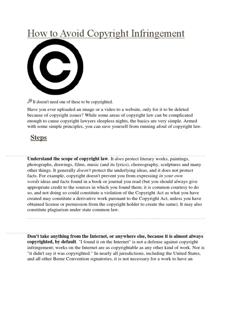 How to Avoid Copyright Infringement Fair Use Copyright