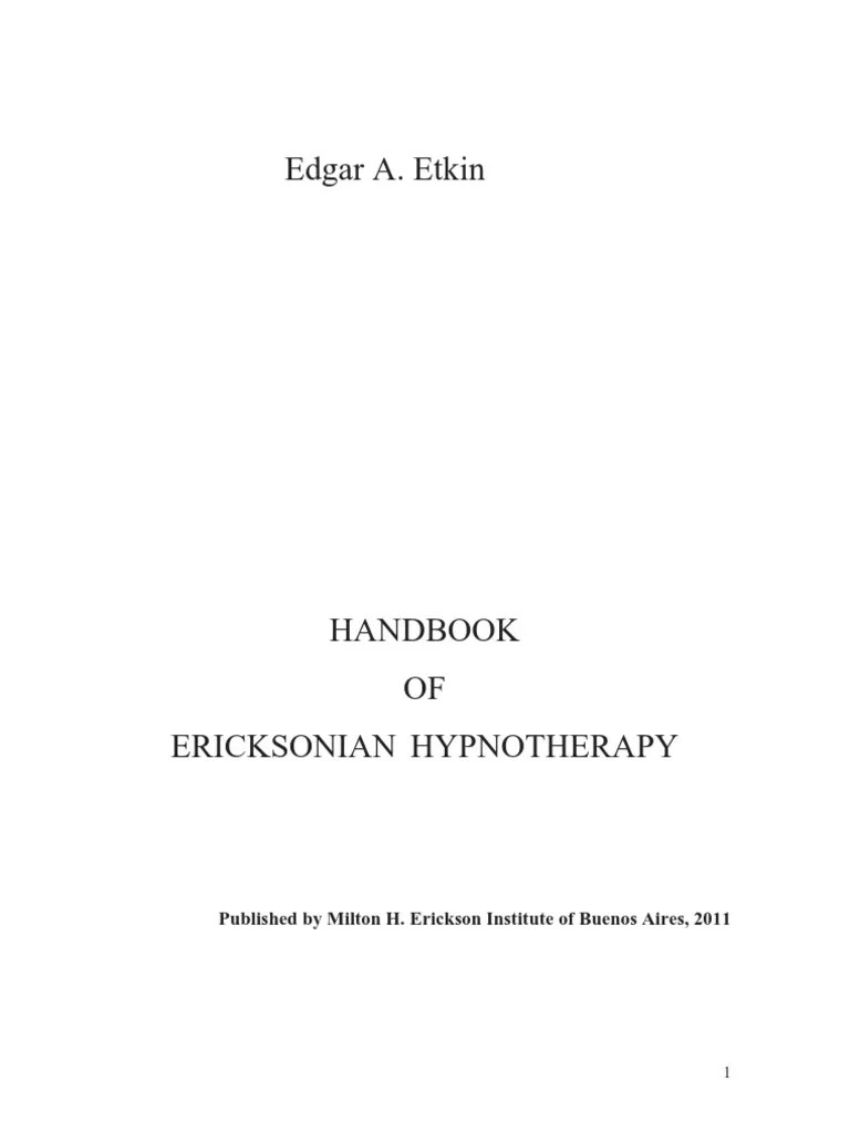 Handbook of Ericksonian Hypnosis PDF Hypnotherapy Hypnosis