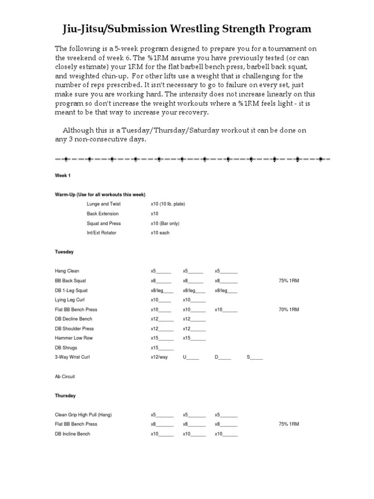 JiuJitsuSubmission Wrestling Strength Program Sports Weight Training