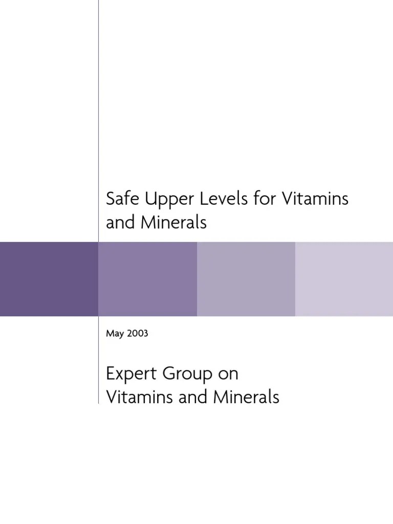 Safe Upper Levels For Vitamins and Minerals (FSA) PDF Dietary