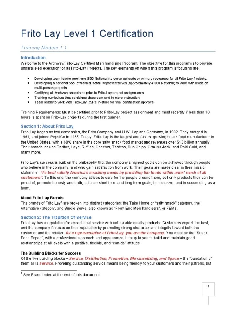 Frito Lay Training Retail Business