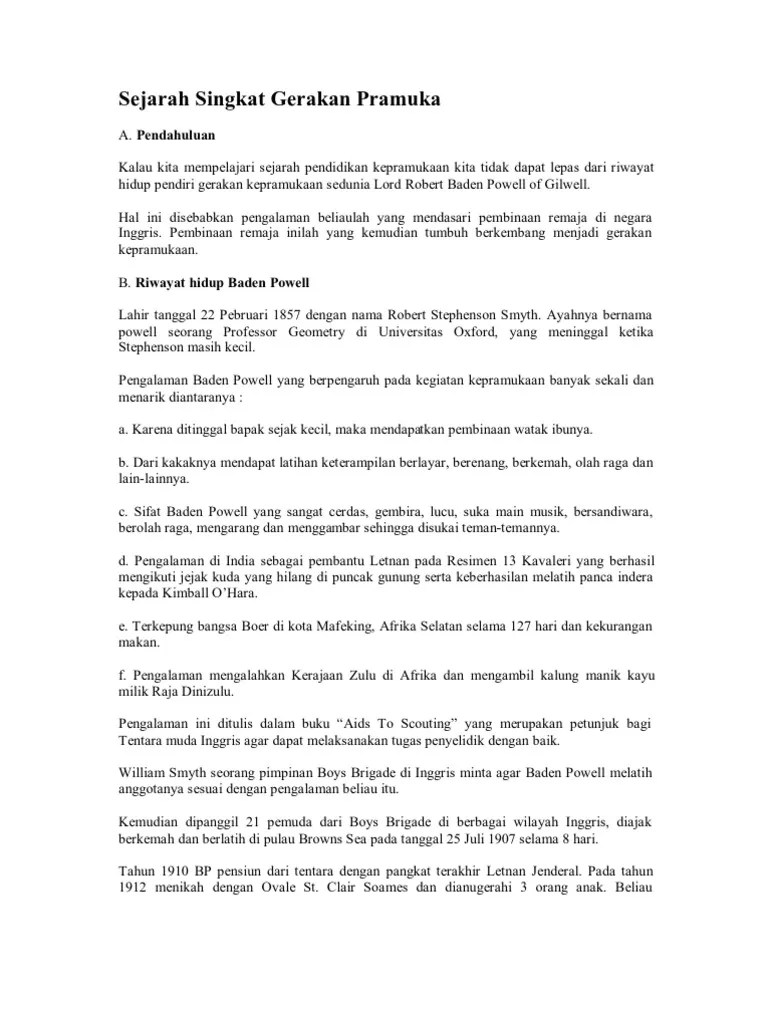 Sejarah Singkat Gerakan Pramuka Lengkap | PDF