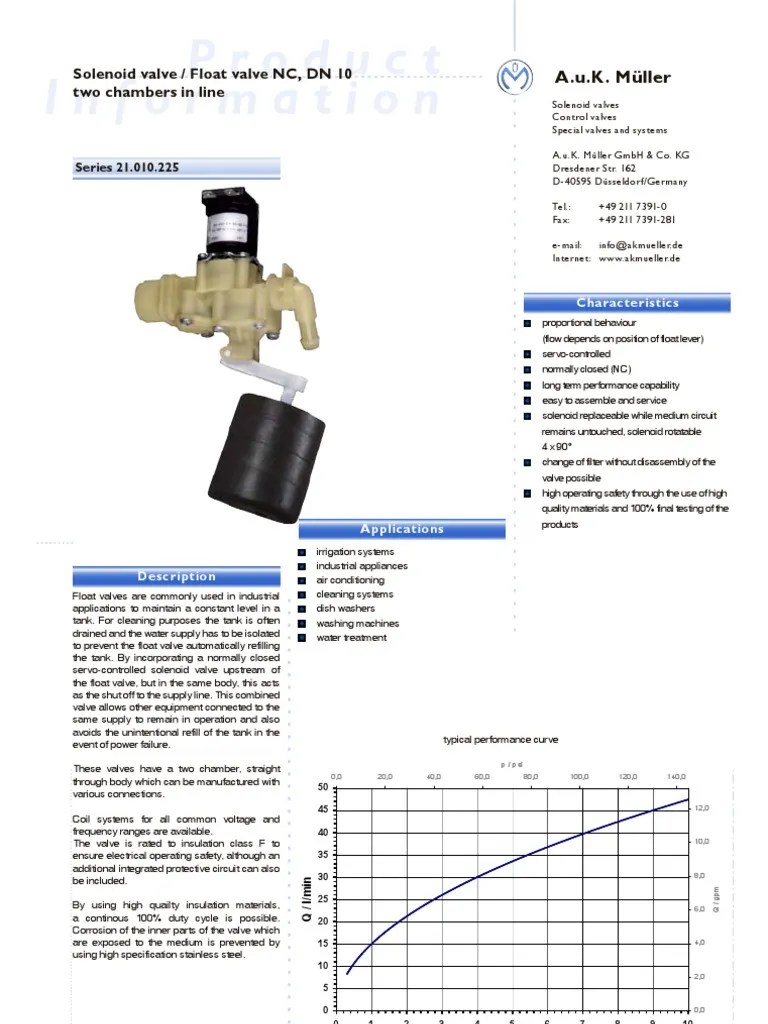 Solenoid Valve Float Valve PDF Washing Machine Valve