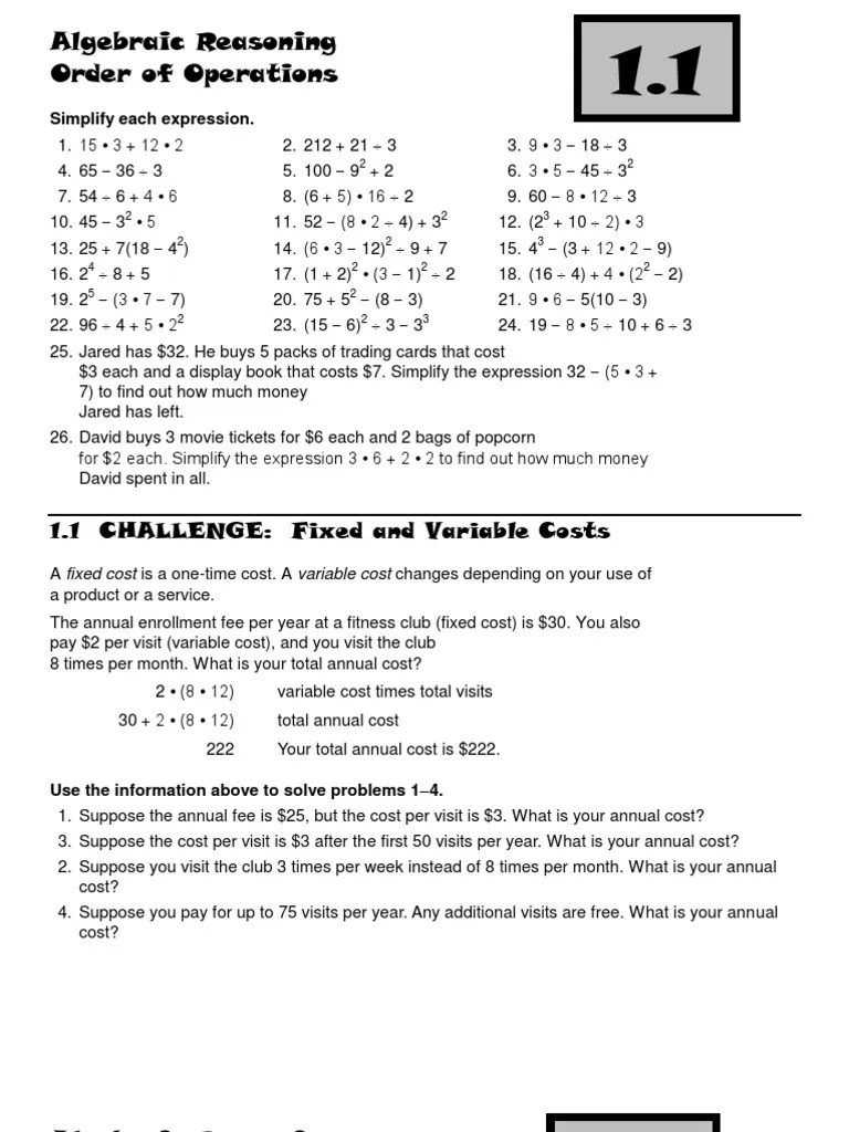 PreAlgebra Chapter 1 Multiplication Equations