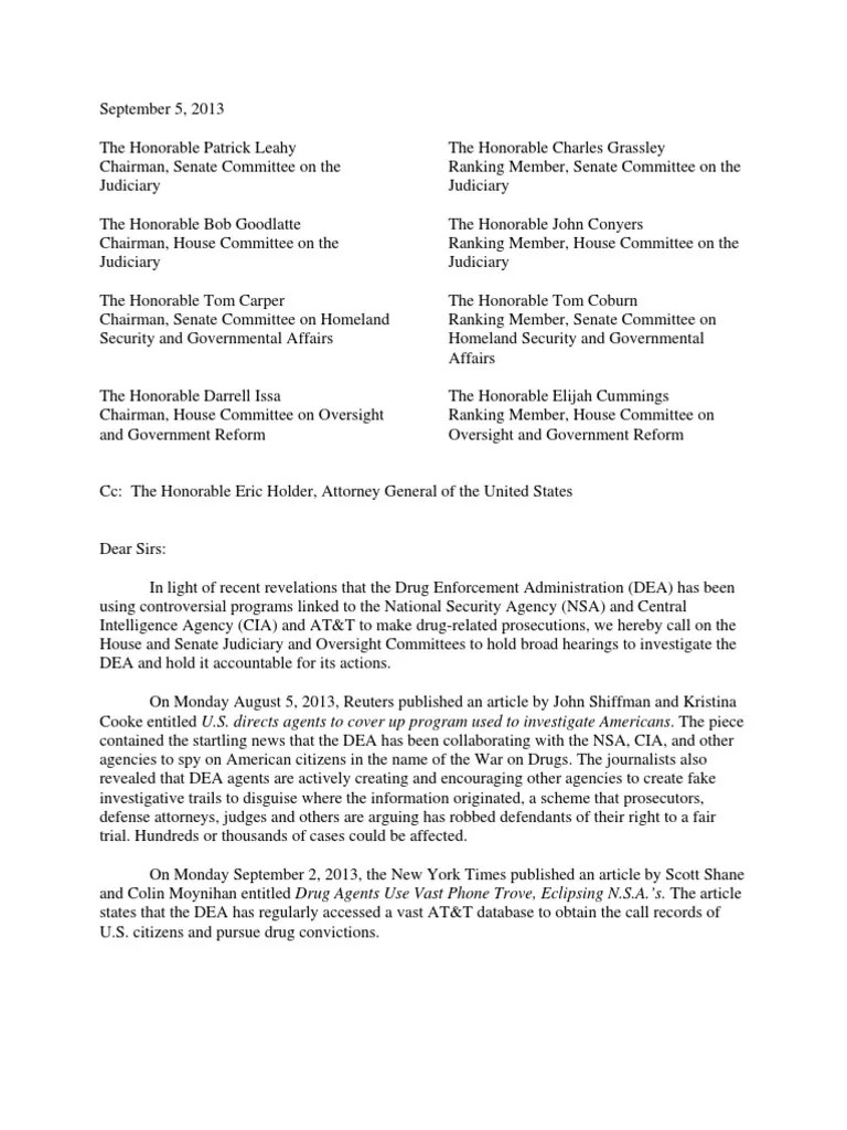 DEA SignOn Letter Drug Enforcement Administration United States