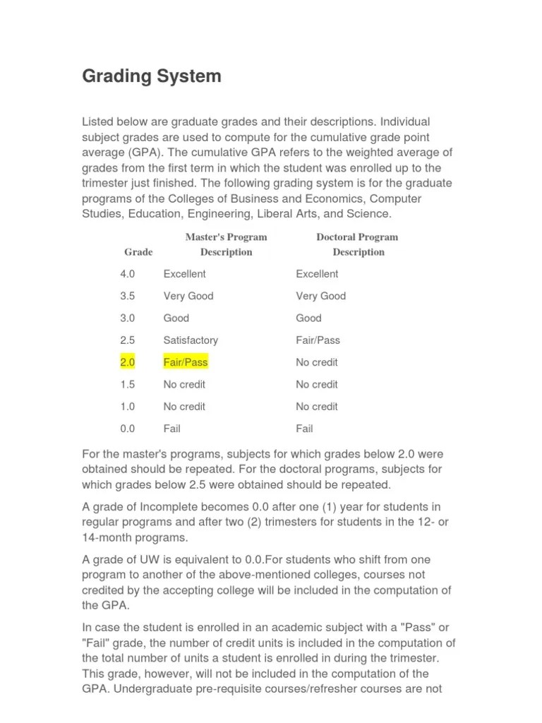 DLSU Grading System PDF Grading (Education) Postgraduate Education