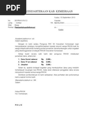 Surat Edaran Dan Surat Pemberitahuan Warga | PDF