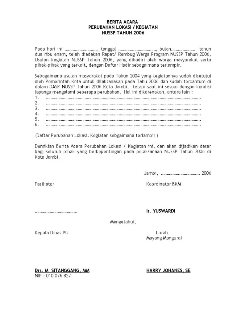 Berita Acara Pemindahan Lokasi | PDF