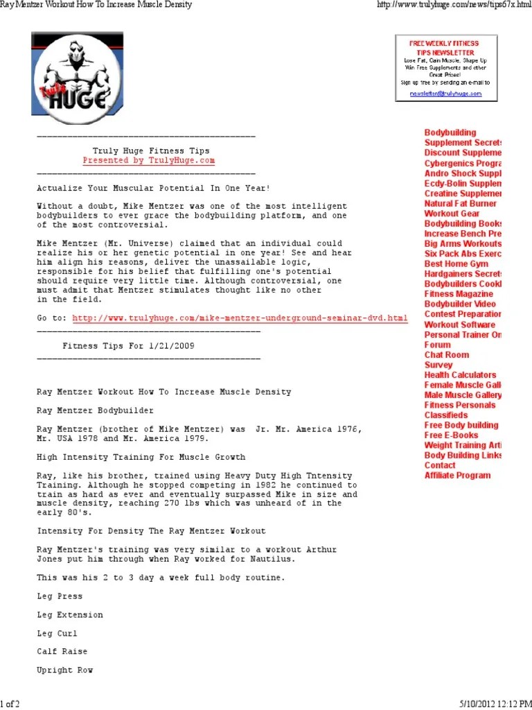 Ray Mentzer Workout How to Increase Muscle Density Physical Exercise