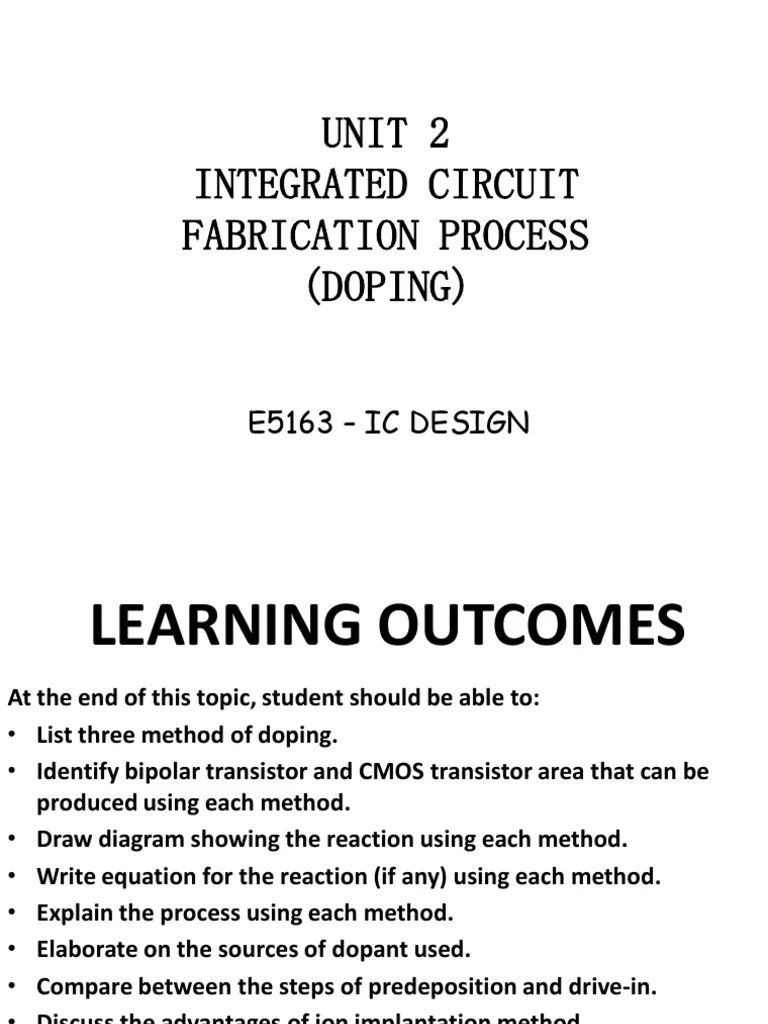 2 4 Integrated Circuit Fabrication Process Doping Student PDF Ion