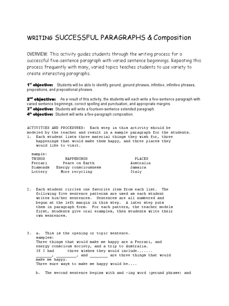 Writing a Successful Paragraphan Extended Paragraph and a Five
