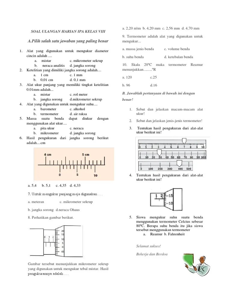 Soal Pilihan Ganda Fisika SMP Kelas 7 Tentang Pengukuran