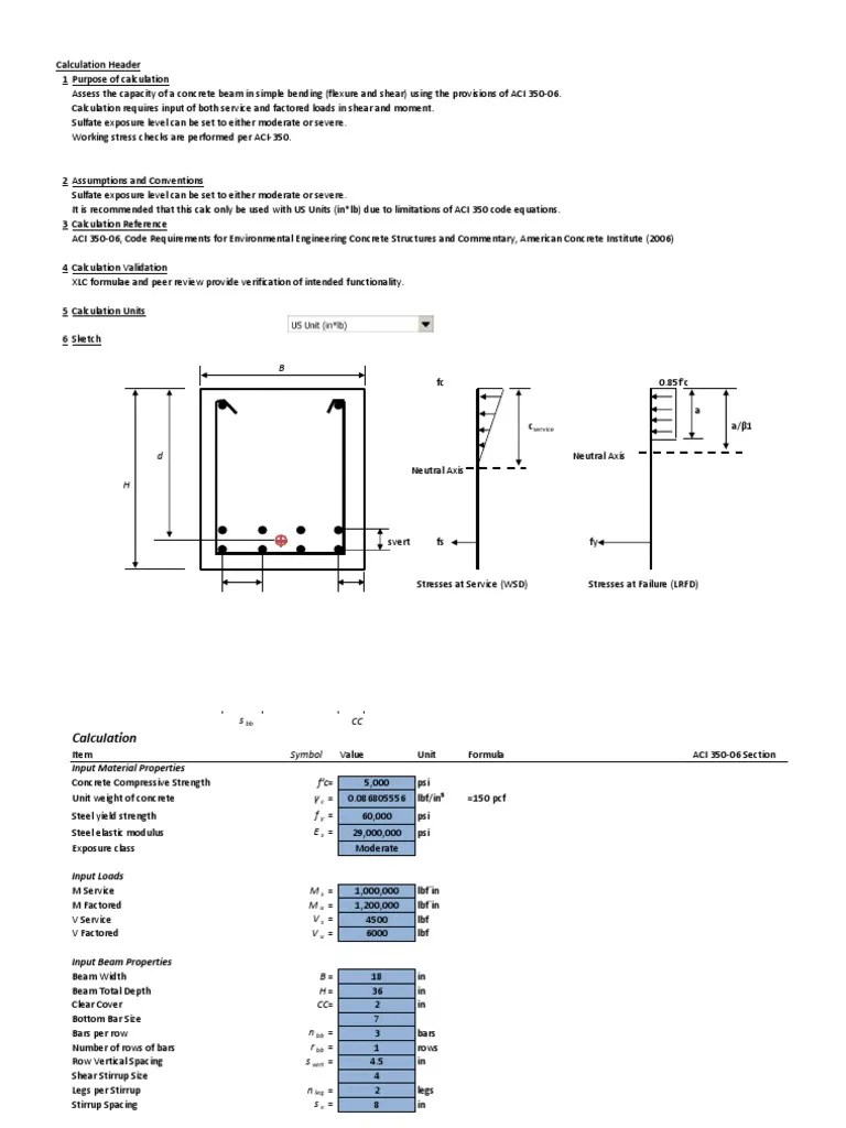ACI350 Concrete Beam Design 1.1 Beam (Structure) Bending