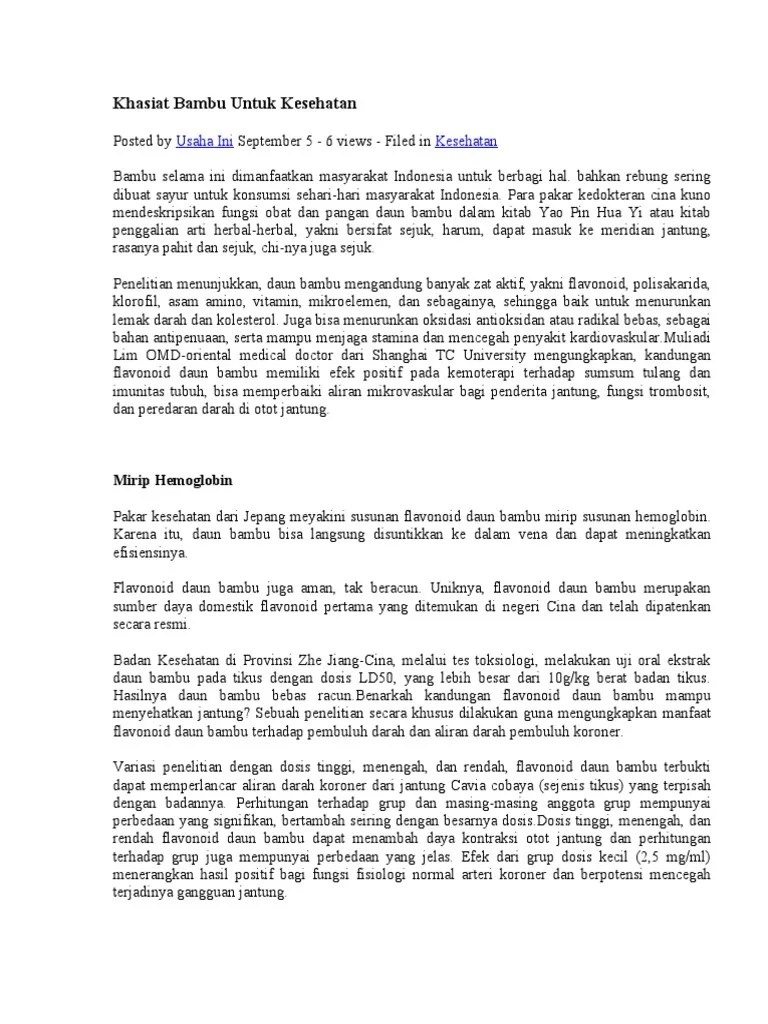 Khasiat Bambu Untuk Kesehatan | PDF