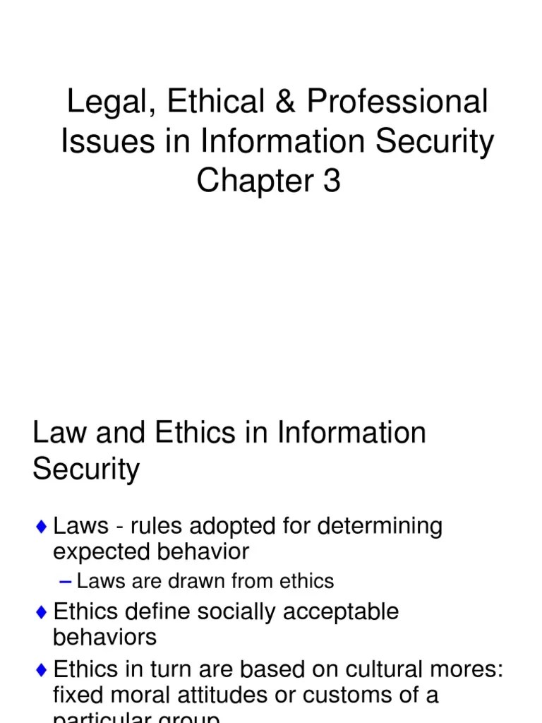 Legal,Ethical and Professional Issues in Information Security