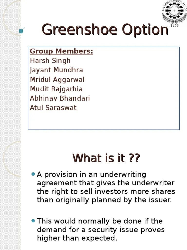 Green Shoe Option Stock Market Corporations