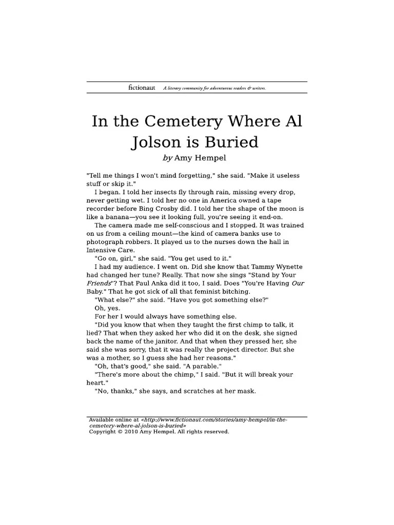 In the Cemetery Where Al Jolson is Buried