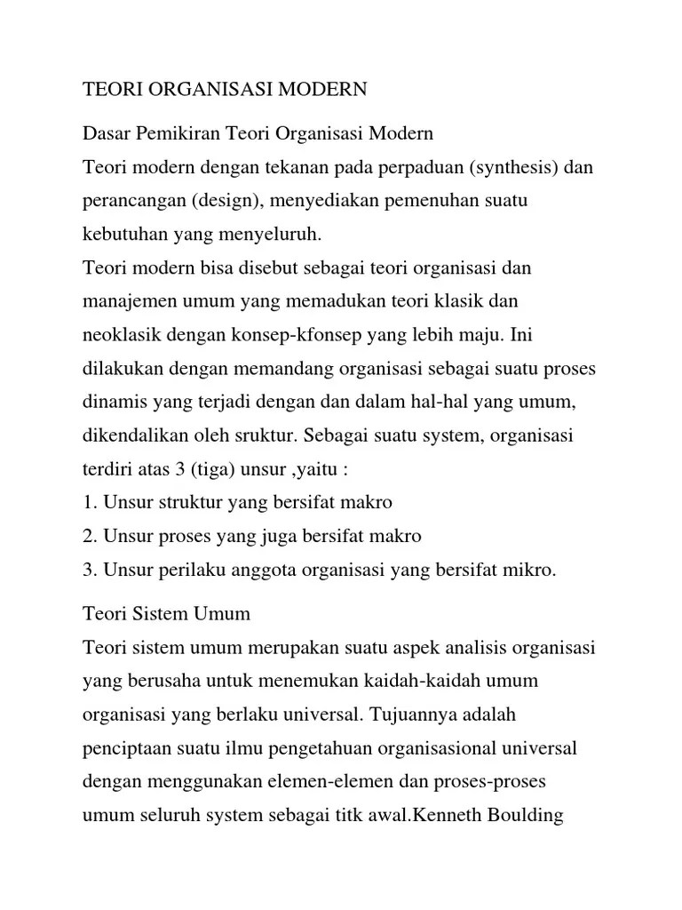 Teori Organisasi Modern | PDF