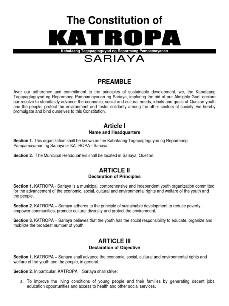 Sample Constitution for Youth Organization Committee Secretary