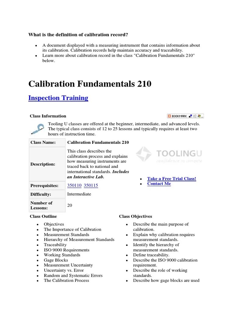 What is the Definition of Calibration Calibration Accuracy And