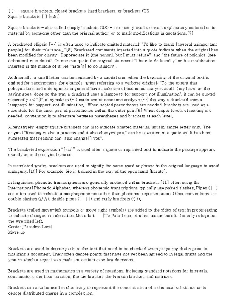 Square Brackets Bracket Quotation Mark