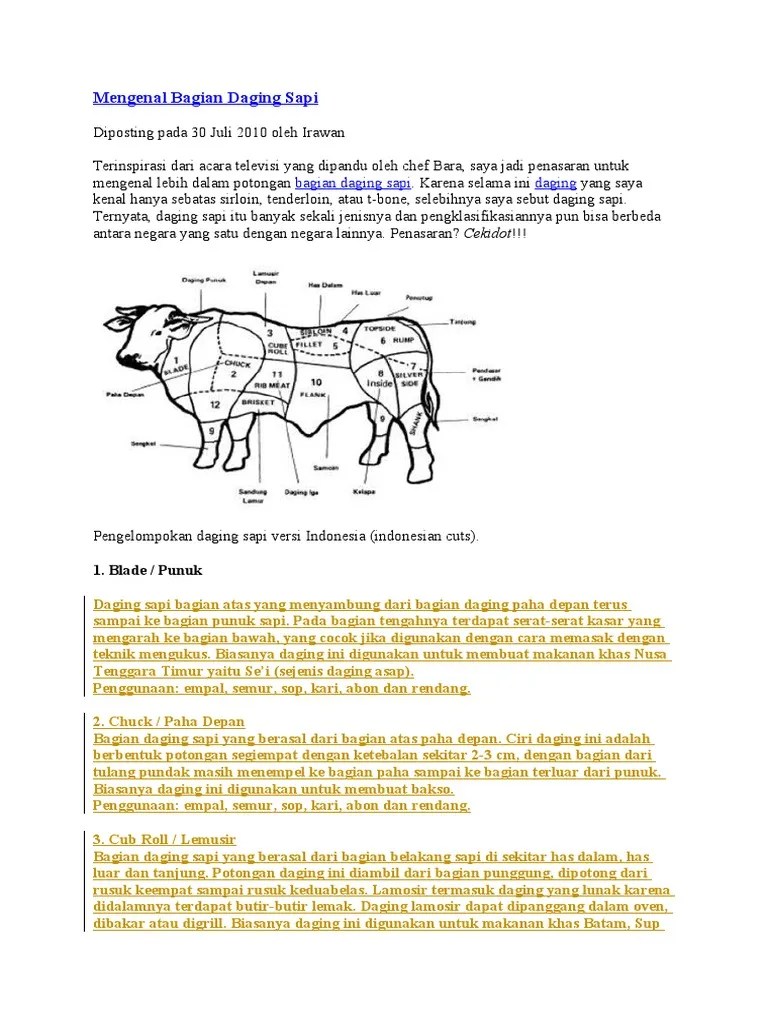 Tugas Biologi Umum Bagian Bagian Sapi | PDF