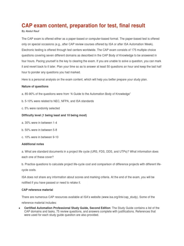 Cap Exam Overview _intech Test (Assessment) Cognition