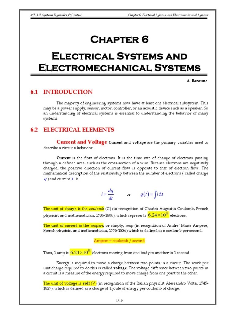 Files 2Chapters Chapter 6 Electrical and Electromechanical Systems 2