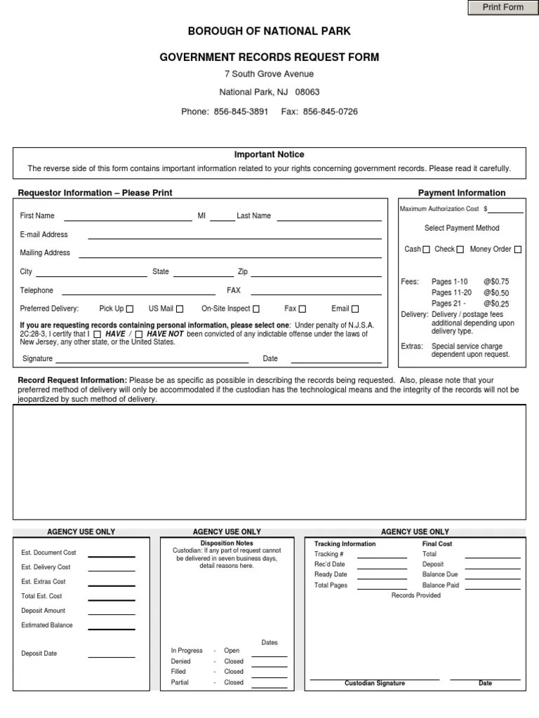 National Park OPRA Request From PDF Computer Security Security