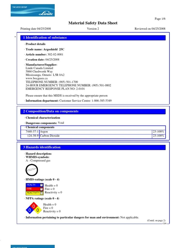 ArgonCO Mixtures MSDS Toxicity Personal Protective Equipment