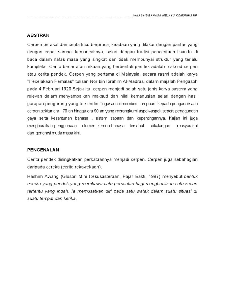 Kumpulan Menganalisis Cerpen