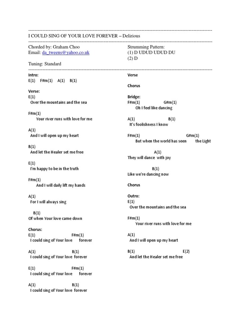 I Could Sing of Your Love Forever Lyrics and Chords PDF Song