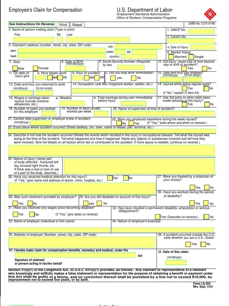 Department of Labor ls203 PDF Employment Labor