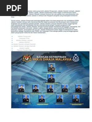 Skandaguru berkata, pengarah jabatan siasatan jenayah, bukit aman akan diisi oleh ketua polis pahang, datuk seri abdul jalil hassan. Bukit Aman Carta Organisasi Pdrm Malaysia 2020 Exstanta