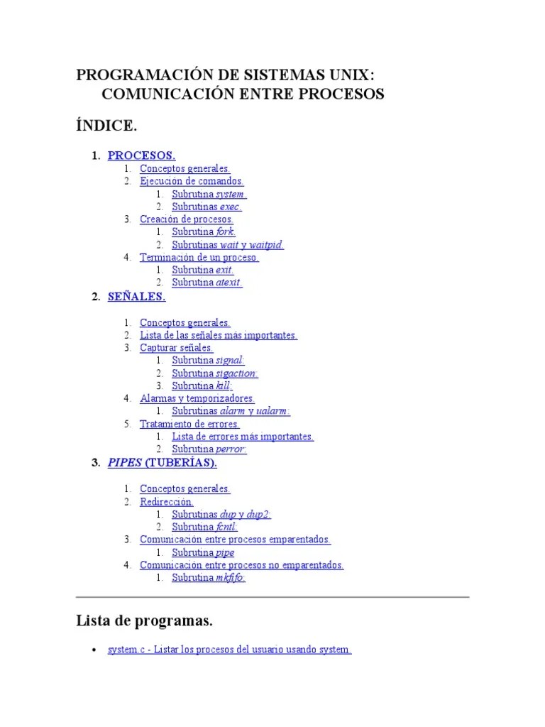 Procesos Unix IPCs Archivo de computadora Puntero (Programación de