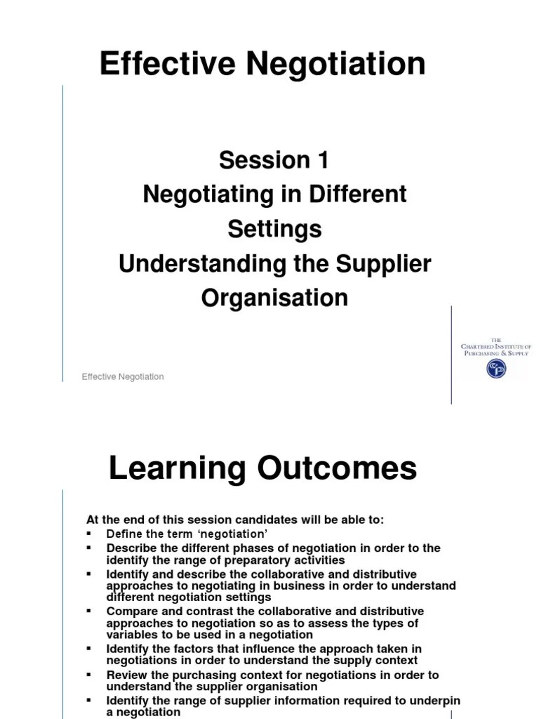 CIPS Level 4 Effective Negotiation Negotiation Evaluation
