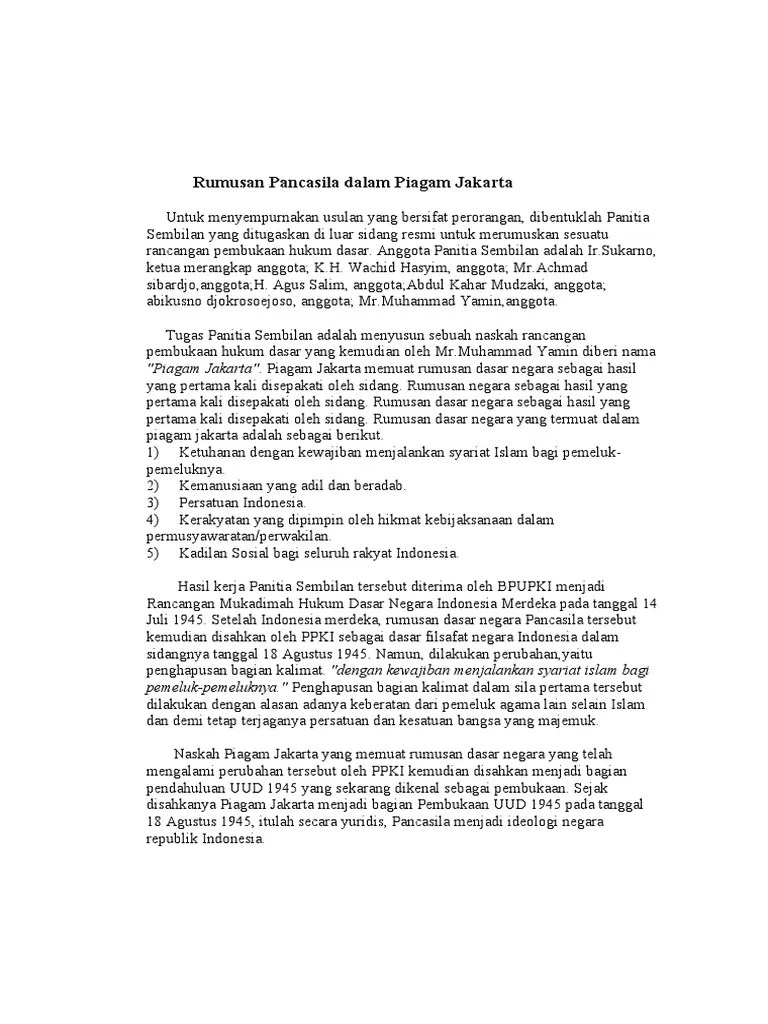 Rumusan Pancasila Gagasan Insinyur Soekarno Adalah