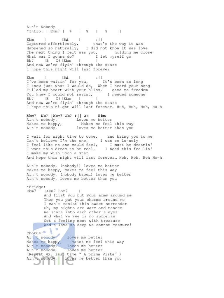 Ain’t Nobody Chords Recorded Music Songs