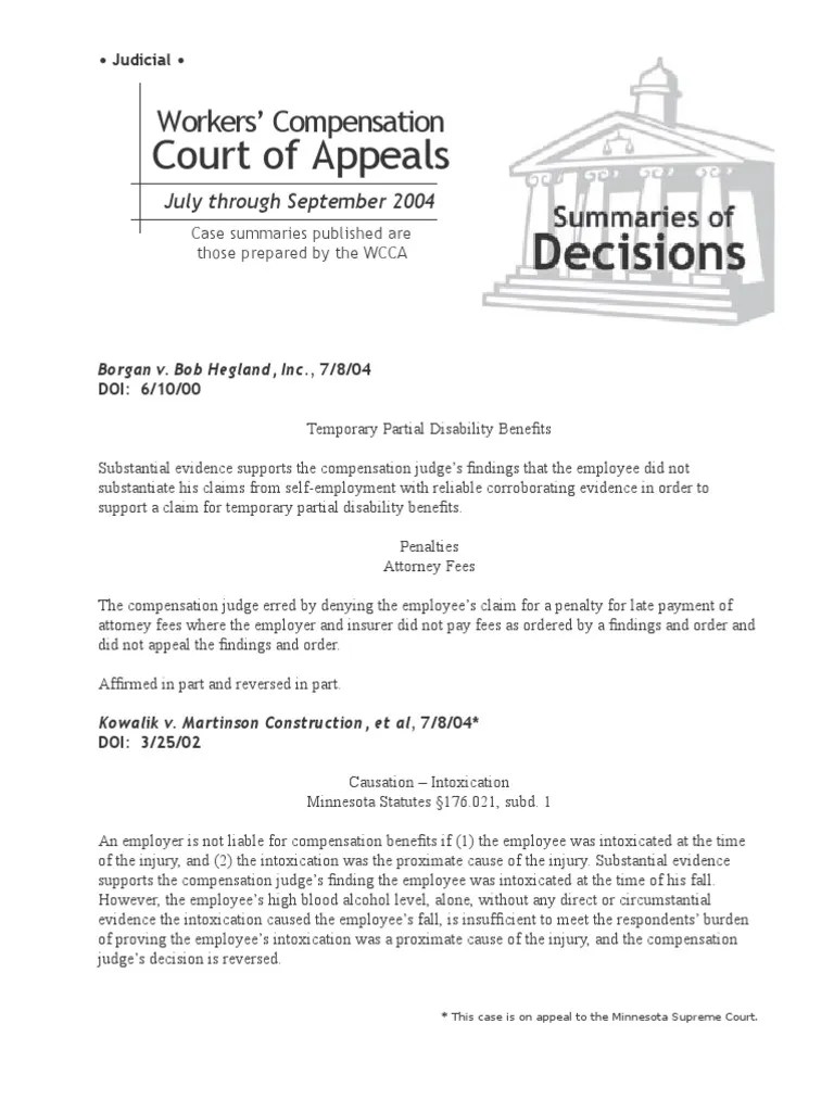 Department of Labor 1104wcca Workers' Compensation Employment