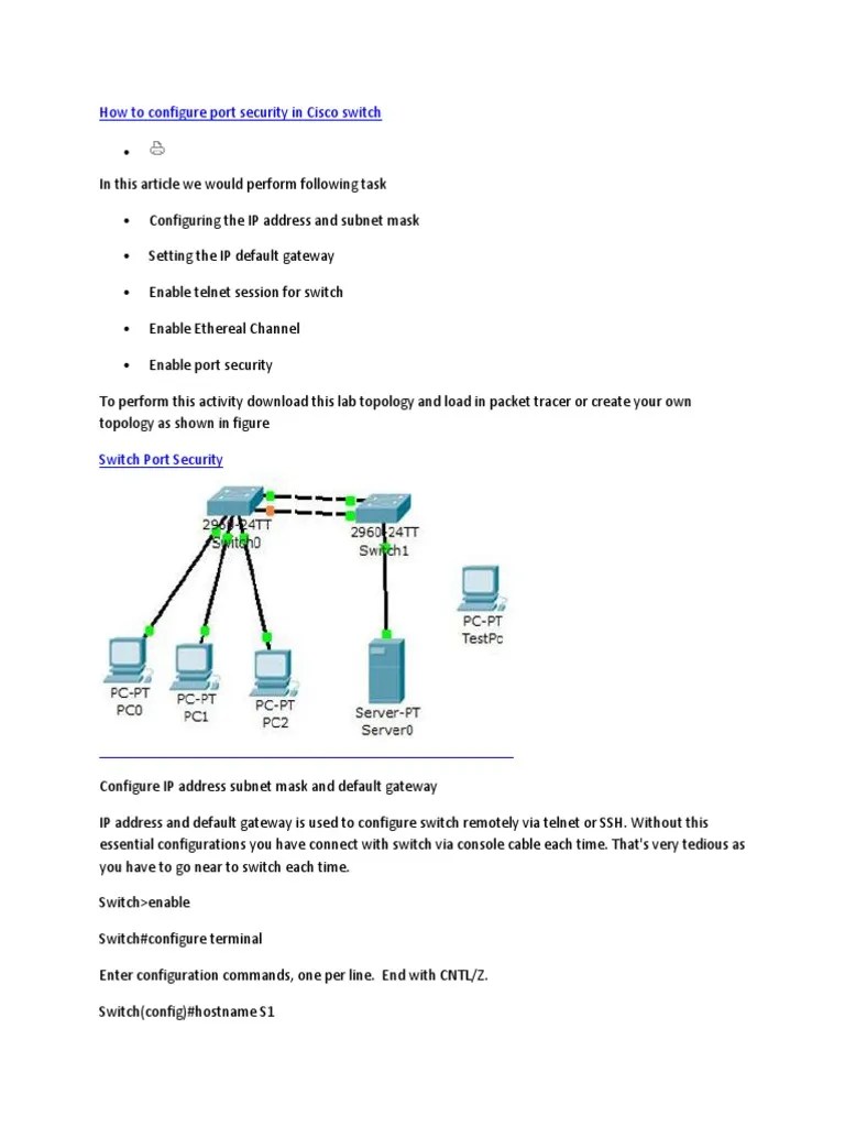 How to Configure Port Security Cisco Network Switch Port