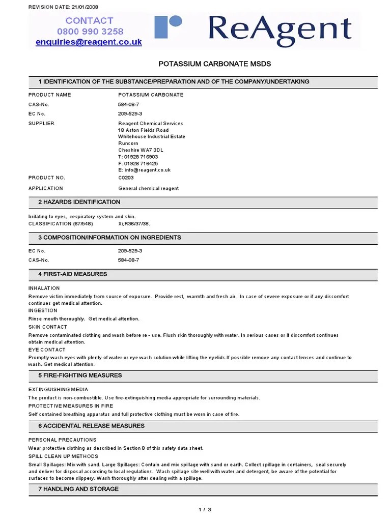 Potassium Carbonate Safety Chemistry