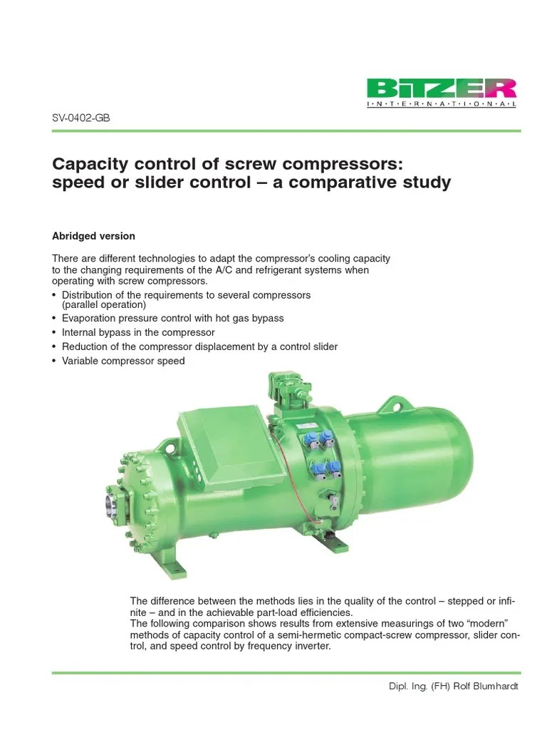 Capacity Control of Screw Compressor Gas Compressor Power Inverter