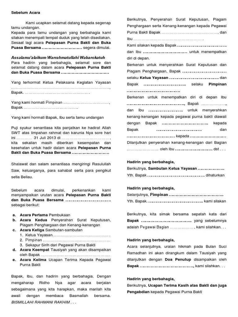Contoh Pembawa Acara Buka Puasa Bersama - Barisan Contoh
