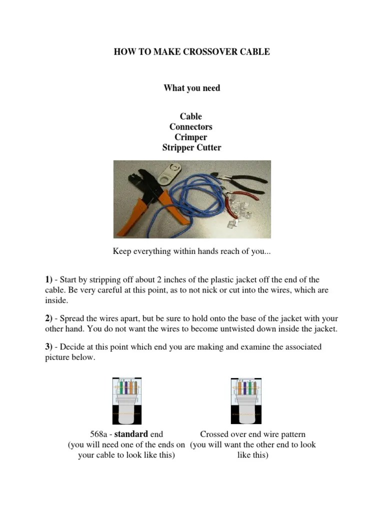 How To Make Crossover Cable PDF Electrical Connector Electricity