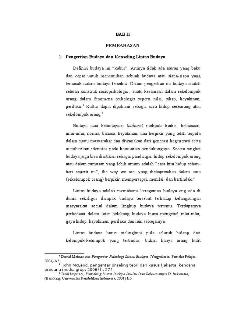 Makalah Konseling Lintas Budaya Pengertian Budaya Dan Konseling Lintas  Budaya | PDF
