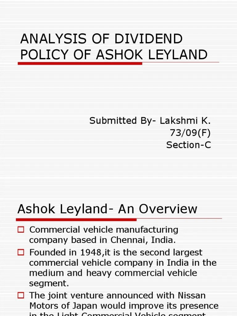 Dividend Policy of Ashok Leyland PDF Dividend Earnings Per Share