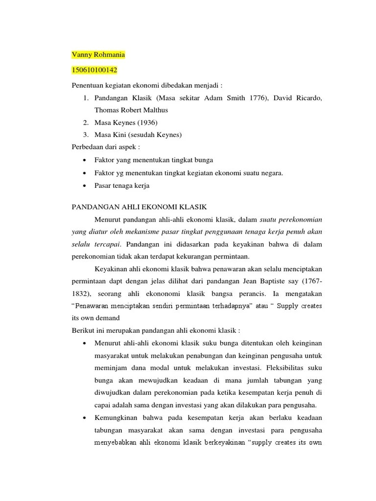 Teori Klasik Dan Keynes | PDF